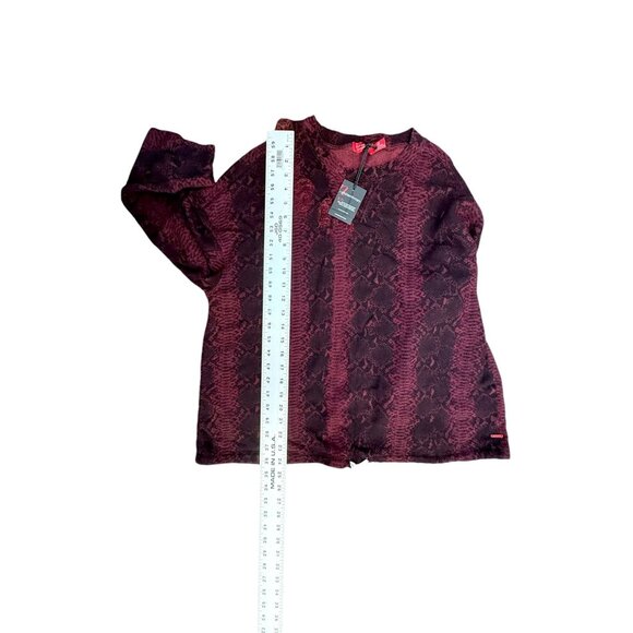 N:Philanthropy Women M Olympia Distressed Sweatshirt Burgundy Snake Print NWT - Picture 4 of 7